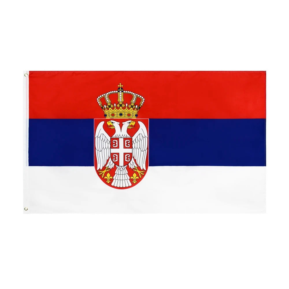 Serbien Flagge 90x150 cm – Wetterfeste Hissfahne mit 2 Ösen zur Befestigung