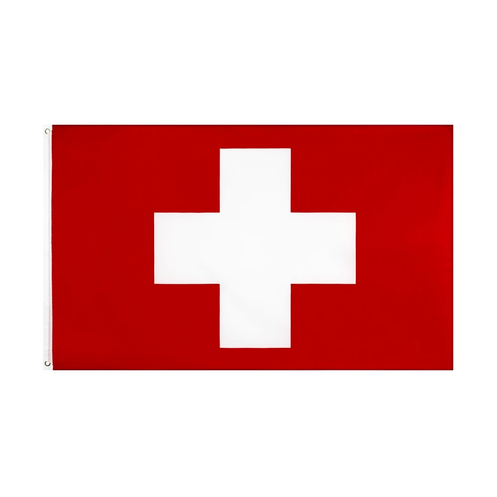 Schweizer Flagge 90x150 cm – Klassische Polyesterfahne mit Ösen