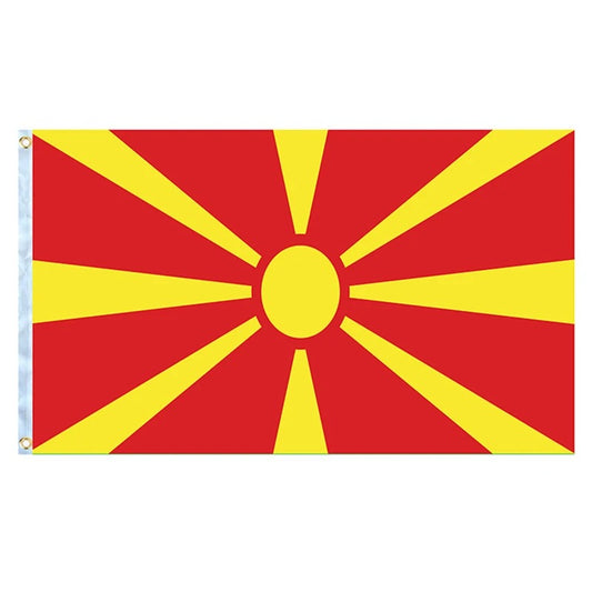 Mazedonien Flagge 90x150 cm – Polyesterfahne mit Metallösen für Balkon & Mast